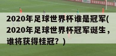 2020年足球世界杯谁是冠军(2020年足球世界杯冠军诞生，谁将获得桂冠？)