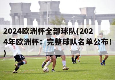 2024欧洲杯全部球队(2024年欧洲杯：完整球队名单公布！)