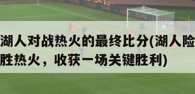 湖人对战热火的最终比分(湖人险胜热火，收获一场关键胜利)